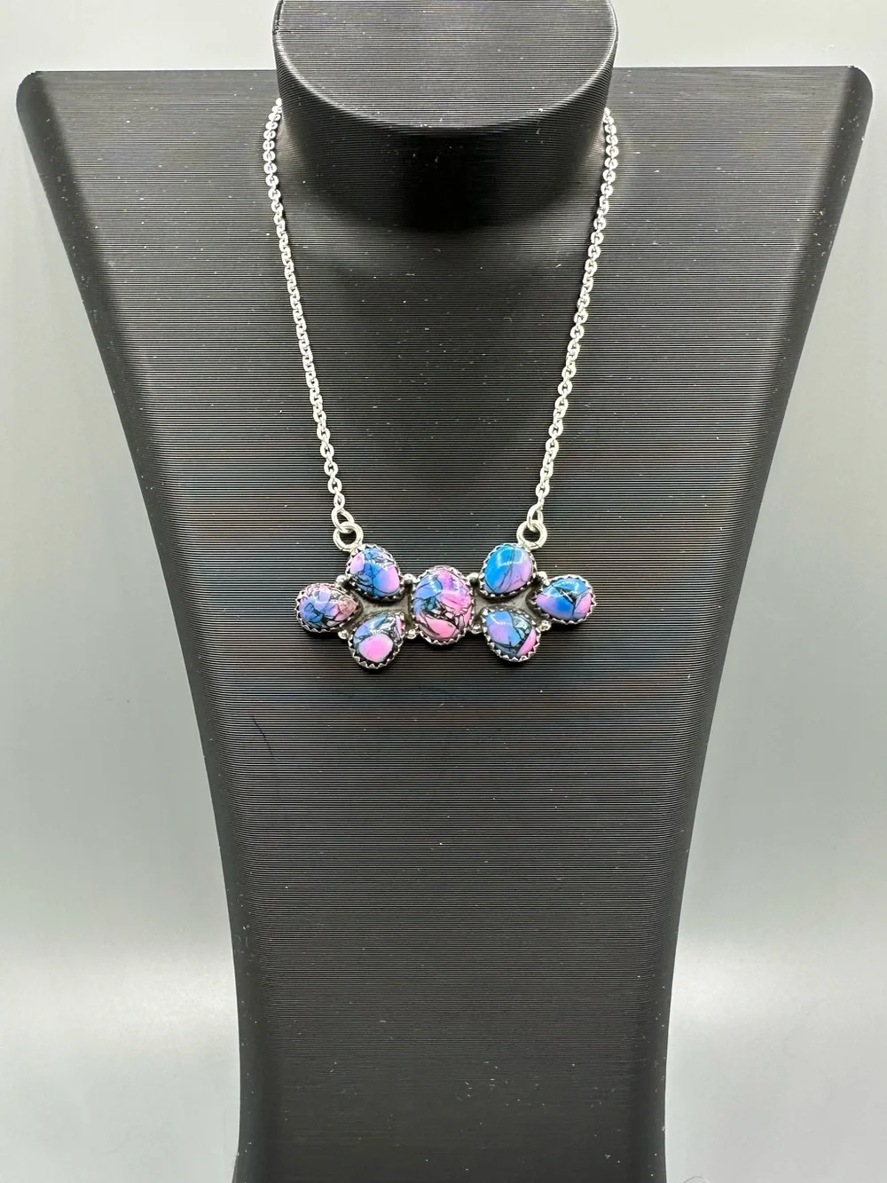 Monarch Dahlia Turquoise 925 Sterling Silver Cluster Pendant Necklace